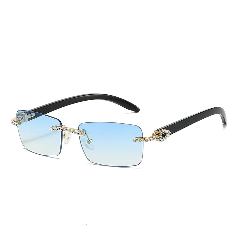 Frameless cut-out diamond-set sunglasses