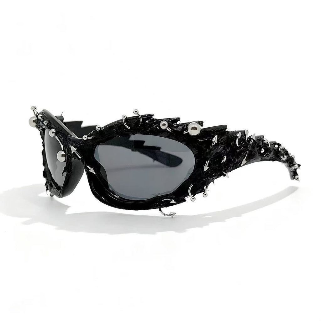 Punk Rivet Irregular Frame Sunglasses