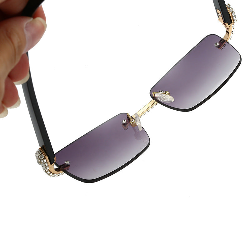 Frameless cut-out diamond-set sunglasses