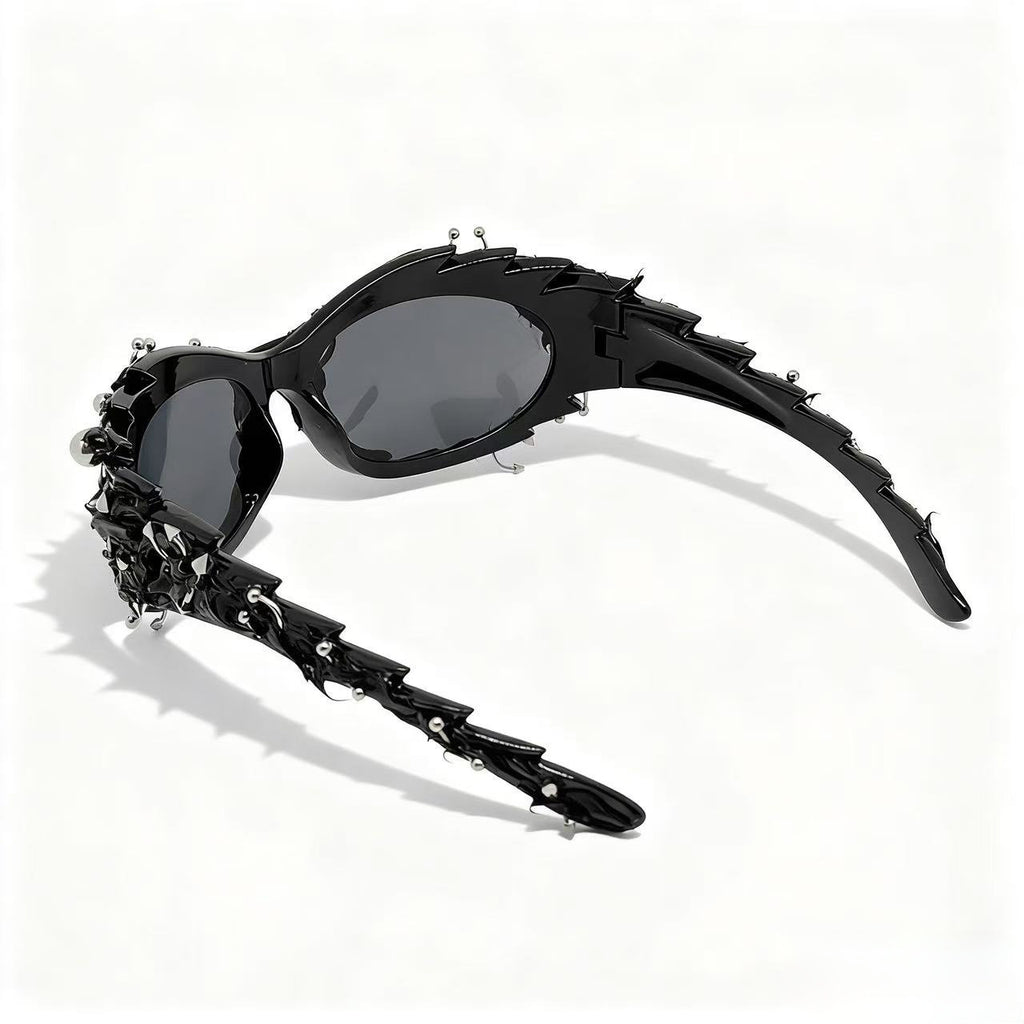 Punk Rivet Irregular Frame Sunglasses