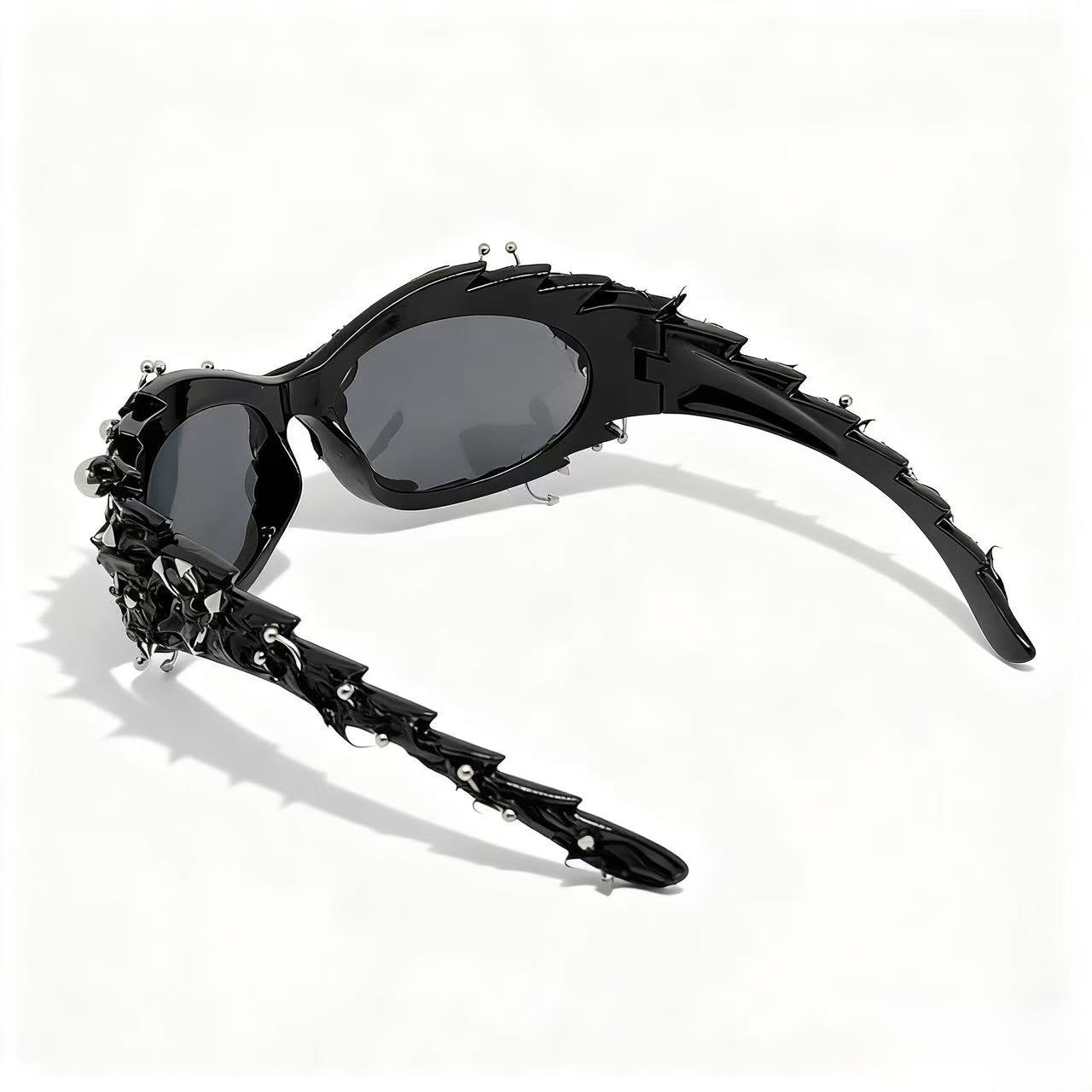 Punk Rivet Irregular Frame Sunglasses