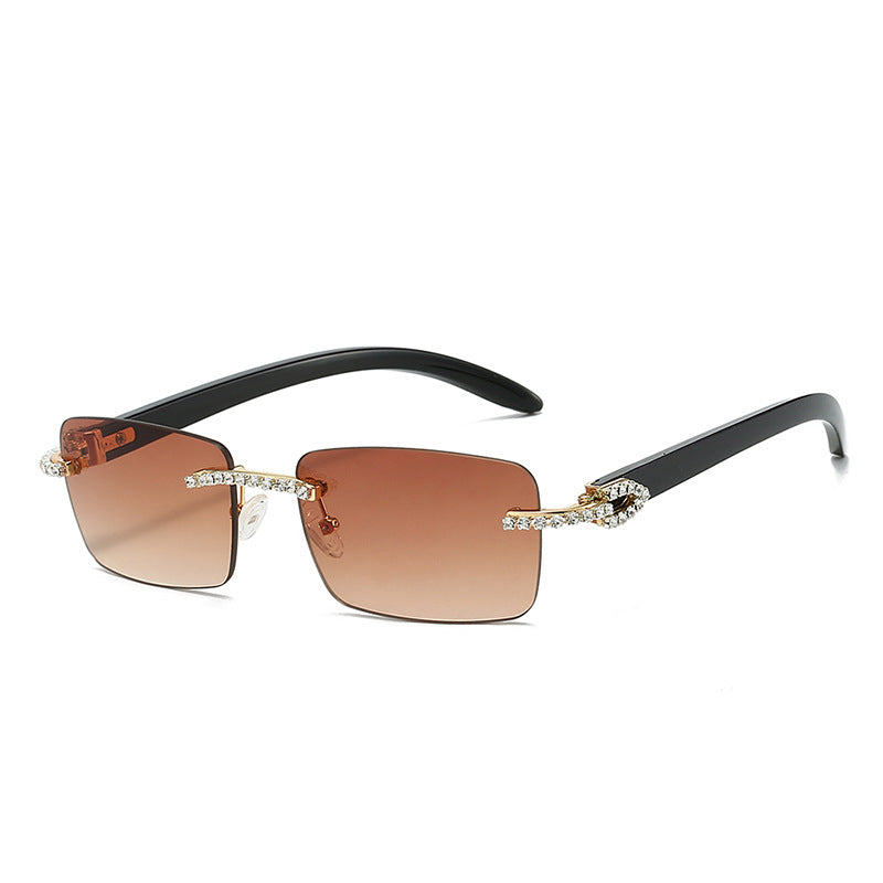 Frameless cut-out diamond-set sunglasses