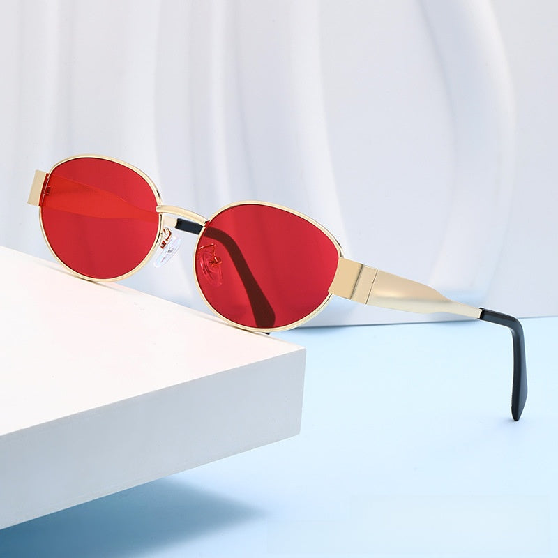 Oval Metal Frame Sunglasses UV400